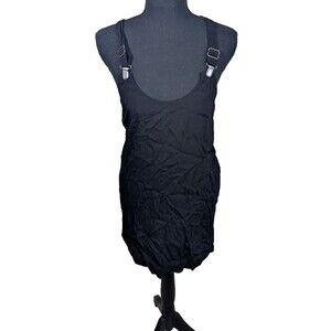 Silence + Noise Mini Dress Black Rayon Scoop Neck Adjustable Clip Straps XS